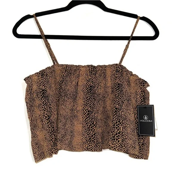 Volcom Brown/Black Snake down Crop Camisole Tank Top - Picture 3 of 8